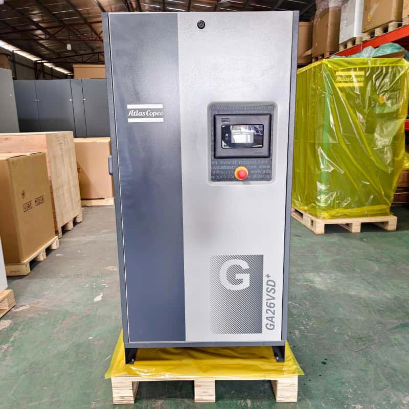 एटलस कोप्को एयर कम्प्रेसर मूल GA26 VSD + 26kW 35HP चर स्पीड आयल इन्जेक्टेड रोटरी स्क्रू एयर कम्प्रेसर 13Bar
