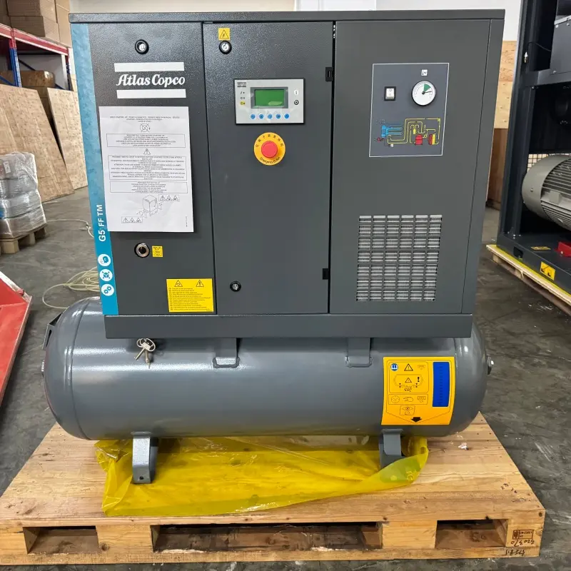 Atlas Copco G5 FF तेल इन्जेक्टेड स्क्रू कम्प्रेसर 5.5 kW 7.5 HP एकीकृत ड्रायर वास्तविक
