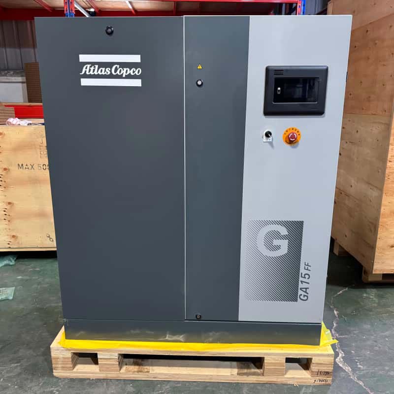 Atlas Copco GA15 FF 15kW तेल इन्जेक्टेड रोटरी स्क्रू एयर कम्प्रेसर एकीकृत ड्रायर 7.5 13Bar