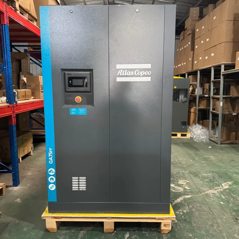 Atlas Copco GA75FF तेल इन्जेक्टेड स्क्रू कम्प्रेसर 75 kW 100 HP एकीकृत ड्रायर वास्तविक